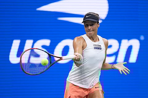 US Open 2024: Tatjana Maria, of Germany, returns a shot to Coco Gauff